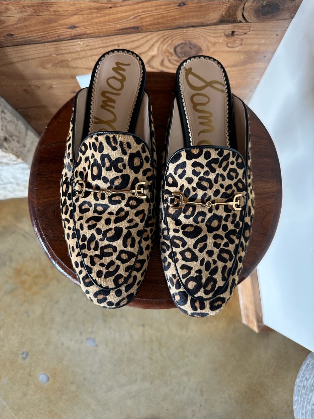 Sam Edelman Leopard-Print Gold Bit Slip-On Mules